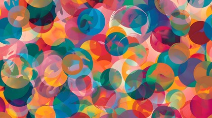 Abstract Colorful Overlapping Circles Seamless Pattern