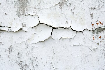 Fototapeta premium Cracked white wall texture with peeling paint