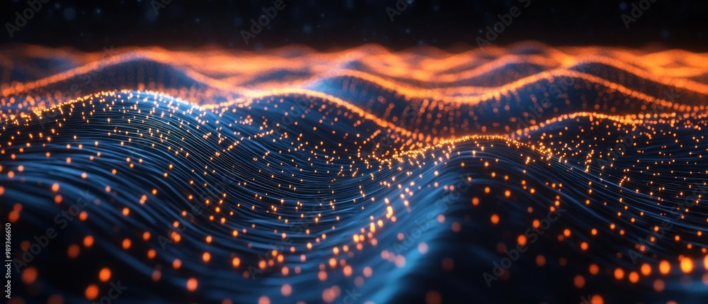Poster abstract geometric digital wave representing data flow and futuristic network connectivity. technolo