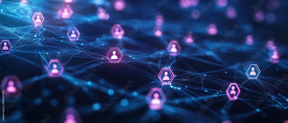Poster digital network of human connections. social network communication concept. global network connectio