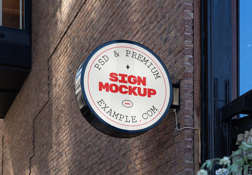 Circle Sign on the Brick Wall