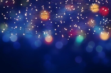 Obraz premium Colorful Christmas Lights on Blue Background