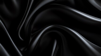 Obraz premium Close-up of luxurious black silk fabric, showcasing its smooth texture and elegant draping in natural light.