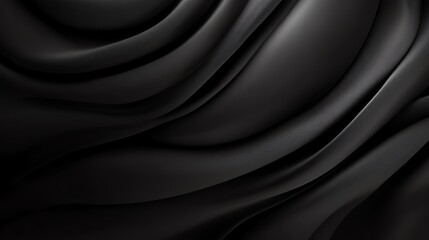 Obraz premium Elegant black fabric flowing in graceful waves, creating a sophisticated and luxurious texture for design and background use.