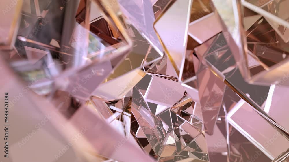Aufkleber modern background with polygonal crystals. a geometric pink-gold surface designed in abstract 3d. lo