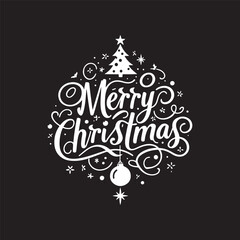 MERRY CHRISTMAS vector brush calligraphy with flourishes. Merry Christmas card. Hand drawn brush style modern calligraphy. vector design for greetings card, headline. t shirt print and others.