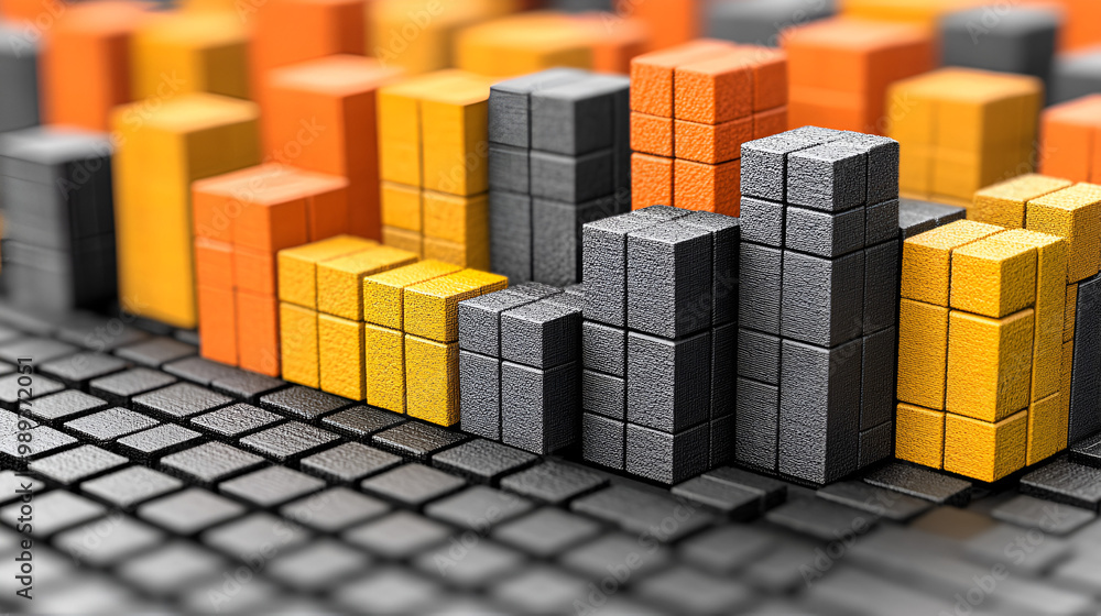 Poster colorful blocks arranged in a creative structure showcasing varying heights and shapes on a textured