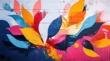 Fototapeta premium A vibrant wall art piece featuring abstract designs and bold colors.