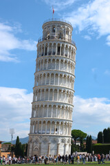 The Leaning Tower, or simply Tower of Pisa (Italian: Torre pendente di Pisa o Torre di Pisa) in the famous Piazza dei Miracoli (the cathedral square), Pisa, Italy