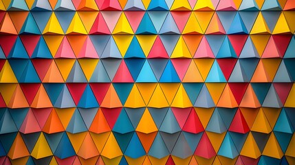 Abstract Colorful Triangle Pattern Wall