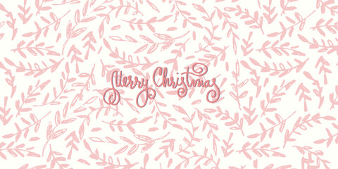 Merry Christmas and Happy New Year greeting card template. Christmas, holiday design and hand-lettered greeting phrase