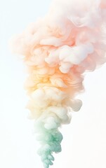 Colorful Vapor Cloud Art Forming Abstract Flag, Soft Pastel Tones, Dreamy Ethereal Style