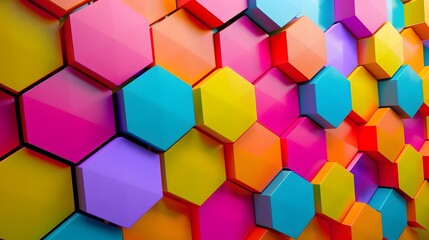 Abstract Colorful Hexagon Geometric Pattern