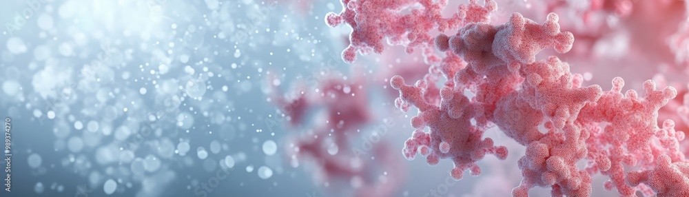 Poster abstract representation of a scientific concept, highlighting molecular structures and soft bokeh ef