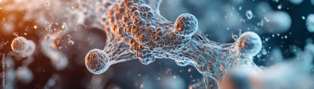 Poster abstract representation of molecular structures showcasing vibrant colors and intricate details, ide