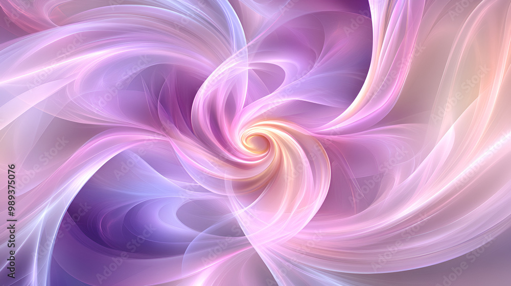 Poster abstract swirling pattern of soft pastel colors creating a harmonious blend of purples and pinks in 