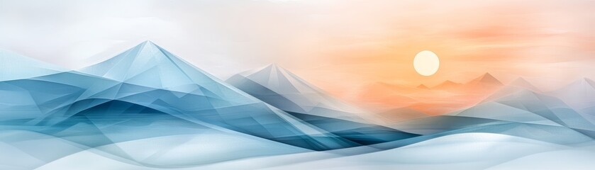 Abstract landscape featuring soft waves and a serene sunset, evoking tranquility and nature's beauty.