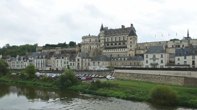 The River Loire flowing through the city of Blois, Loire Valley, France