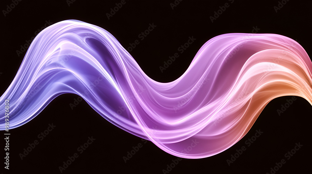 Poster colorful waves of light create a mesmerizing pattern against a dark background showcasing vibrant hu
