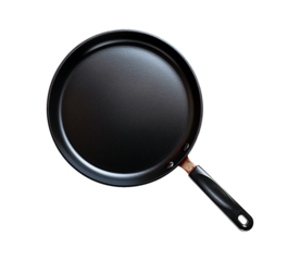 Black frying pan isolated on a transparent background