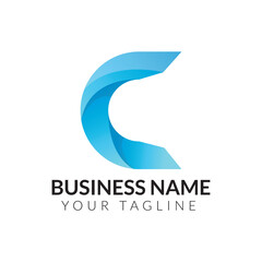 C abstract modern minimalist typography 3c colorful letter logo design template