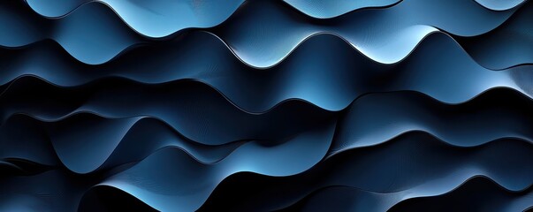 Obraz premium Abstract 3D wallpaper featuring dynamic black and blue waves with fluid lines and flowing textures creating a sense of movement and depth