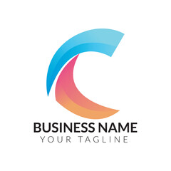 C abstract modern minimalist typography 3c colorful letter logo design template