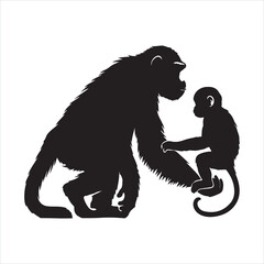 Ape and Monkey silhouette on white background
