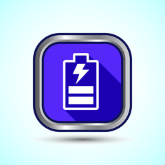 Power, Battery Icon Design Illustration, Icon For Web and mobile application, Blue Shadow Square Button