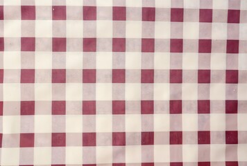 Cream & Burgundy Gingham Fabric Texture Background