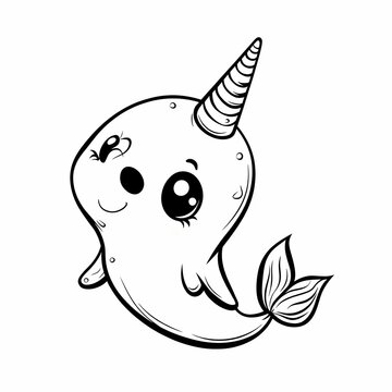 recommend clip art: Cute Cartoon Narwhal Illustration