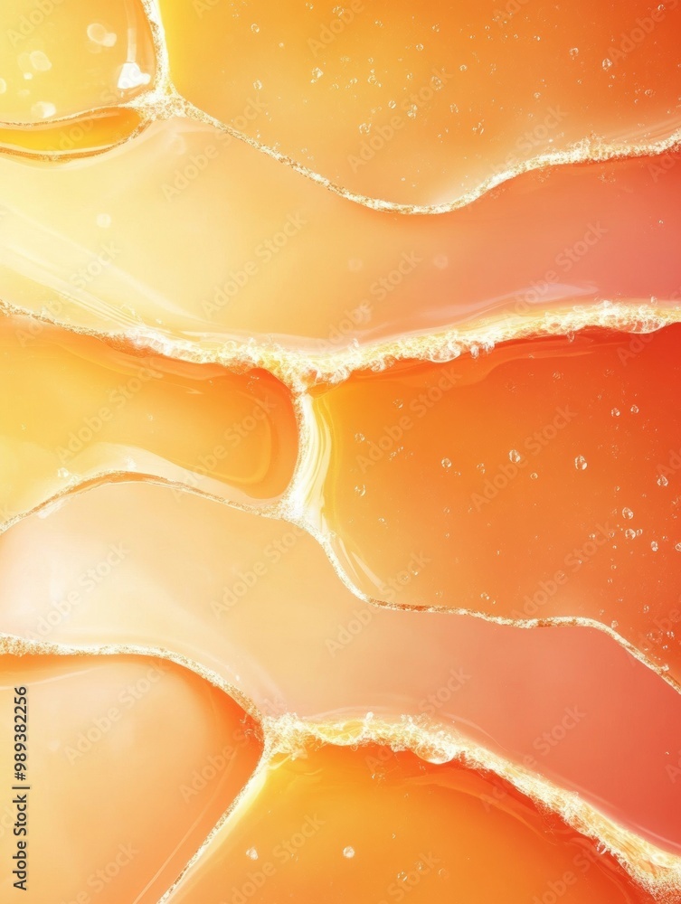 Poster Abstract Minimalist Liquid Gold Forms Connected by Elastic Lines with Blurred Edges and Soft Patches of Melting Patterns