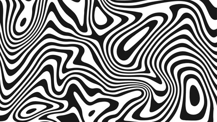 Abstract  Modern pattern with black and white stripes. Psychedelic pattern. Dynamic style. Vector illustration.