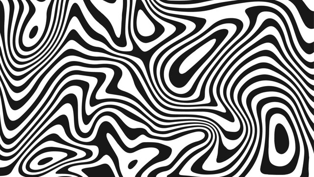 Abstract  Modern pattern with black and white stripes. Psychedelic pattern. Dynamic style. Vector illustration.