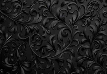 Dark Black Vintage Floral Background Pattern