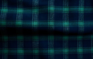 Fototapeta premium Dark Blue & Green Plaid Fabric Texture