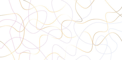 Random pattern colorful line stroke on a transparent background. Chaotic random lines abstract geometric pattern vector background. Decorative golden pattern with tangled curved lines.	