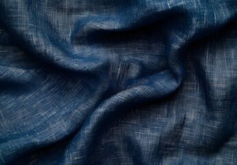 Dark Blue Linen Fabric Texture Background