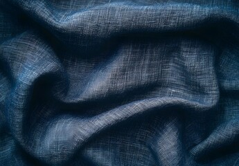 Dark Blue Linen Fabric Texture Background