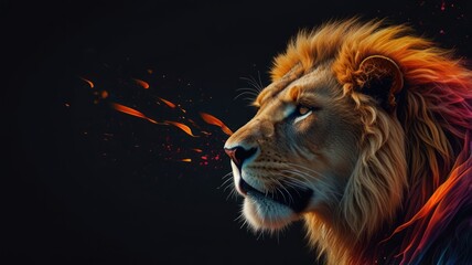 Naklejka premium Majestic Lion with Fiery Mane