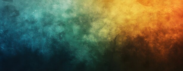 Obraz premium Grainy Texture Gradient Background with Green, Orange and Blue