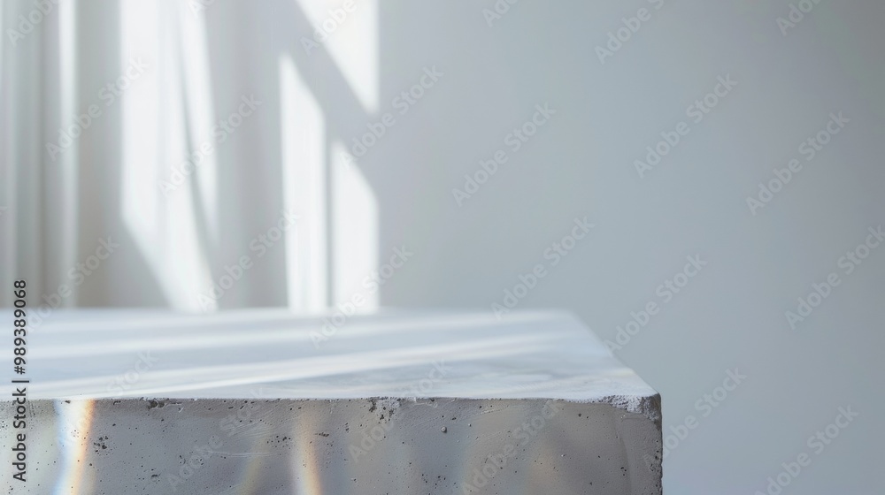 Aufkleber Minimalist Concrete Table Surface with Soft Lighting and Bokeh Background in Modern Indoor Setting