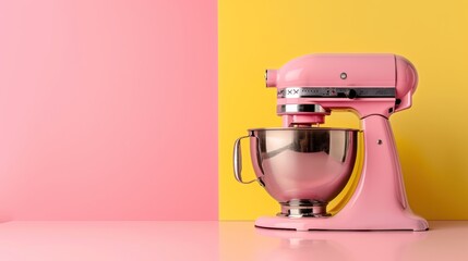 Pink Kitchen Mixer on a Colorful Background