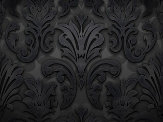 Elegant Black Damask Pattern Background
