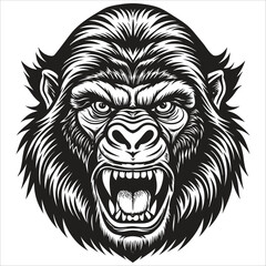 The Angry Gorillaz Black and White Vector