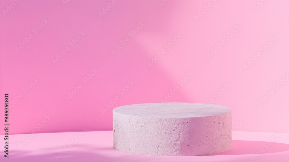 Aufkleber Minimalist Concrete Podium on Pastel Pink Background with Diffused Lighting and Gradient Effect