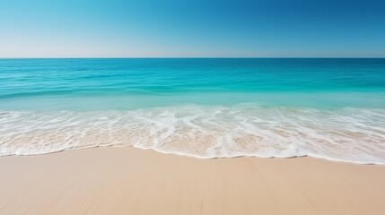 Fototapeta premium Stunning tropical beach panorama a captivating seascape of sky merging with the sea horizon