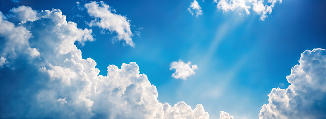 Cloudscape, blue sky background with clouds; panorama