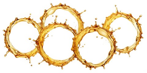 Golden Liquid Splash Forming Interlocking Rings, abstract, design ,liquid, splash, abstract, design