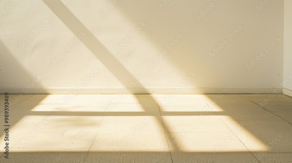Poster minimalist sunlit beige floor with natural light patterns and gradient effect - modern serene atmosp
